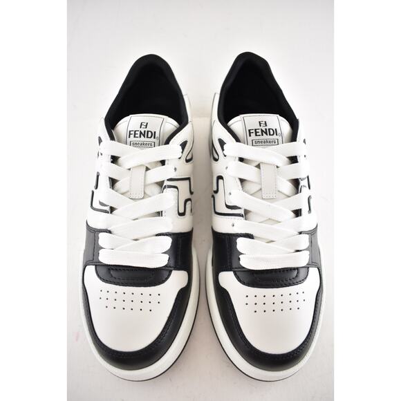 Fendi Match Sneakers Black White Leather FF Logo Monogram Low Top UK 11 US 12 - Picture 8 of 15